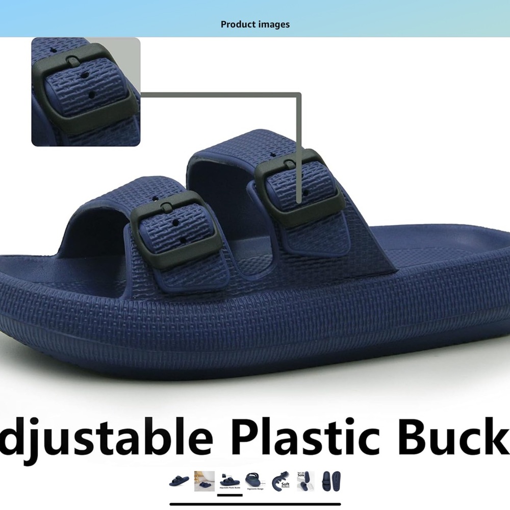 Adjustable “pillow” sandals - Fit Size 5.5-6.5 - Navy & Black - Picture 6 of 7